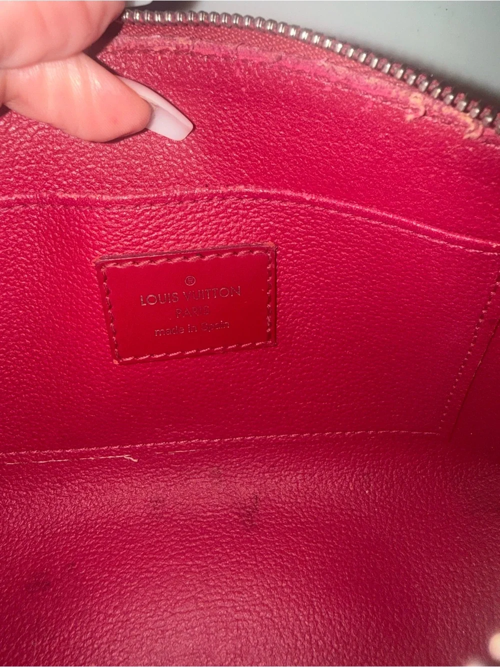 Authentic Louis Vuitton Red Textured Cosmetic Pouch